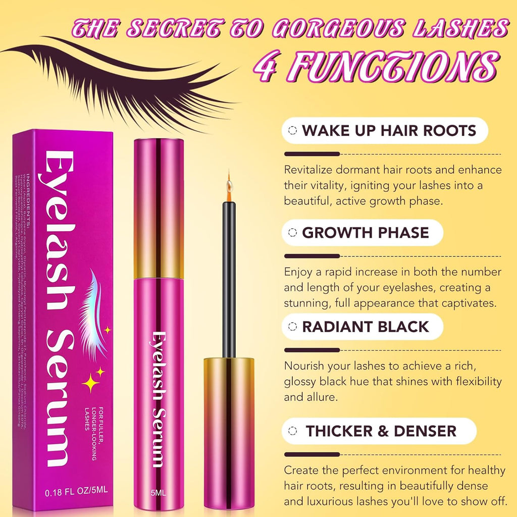 Eyelash Serum for Eyelash Growth, Lash Serum for Eyelash Growth Thickness, Stronger, Healthier Lashes & Brows, Easy to Use & Absorb, Safe for Sensitive Eyes, 0.18 Fl. Oz.