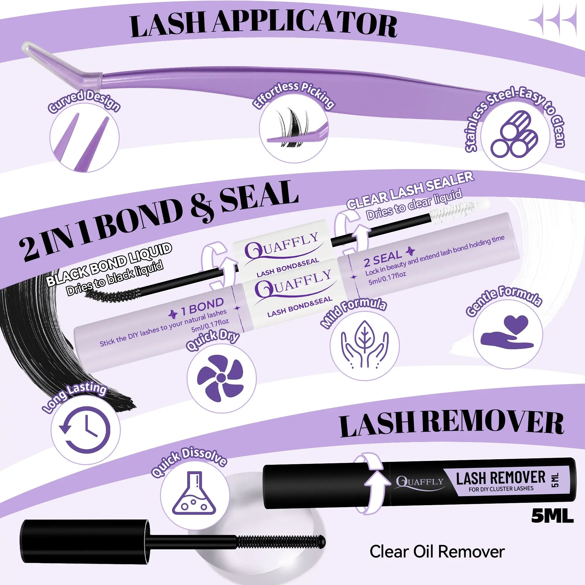 Fairy Lash Clusters Kit Eyelash Extensions Set, Manga Lash Clusters with Bond, Eyelash Fixer, Glue Remover, Tweezers and Eyelash Brush, DIY Spider Individual Lash Clusters for Wispy Volume#Global PICKS