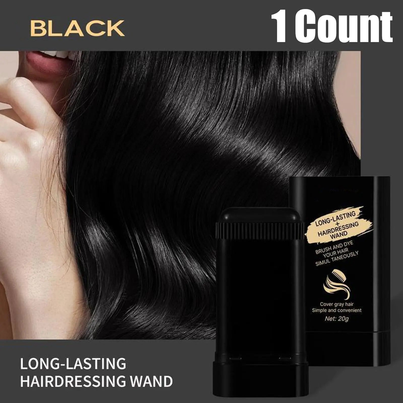 New Upgraded Hair Dye Comb, HAIRDRESSING WAND(2 Hair Color Options) Disposable Hair Dye Penwaterproof Sweatproof, Natural Coloring without Damaging Hair or Scalp, Easy to Color Portable Fastreplenishment Color Does Not Fall Out Stick Lid Storage