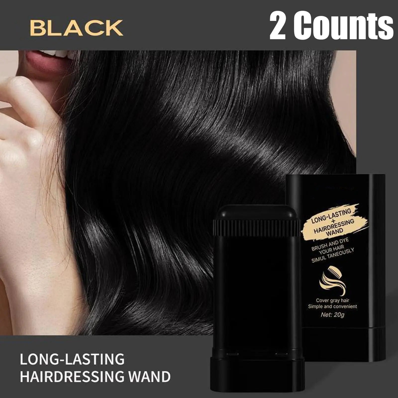 New Upgraded Hair Dye Comb, HAIRDRESSING WAND(2 Hair Color Options) Disposable Hair Dye Penwaterproof Sweatproof, Natural Coloring without Damaging Hair or Scalp, Easy to Color Portable Fastreplenishment Color Does Not Fall Out Stick Lid Storage