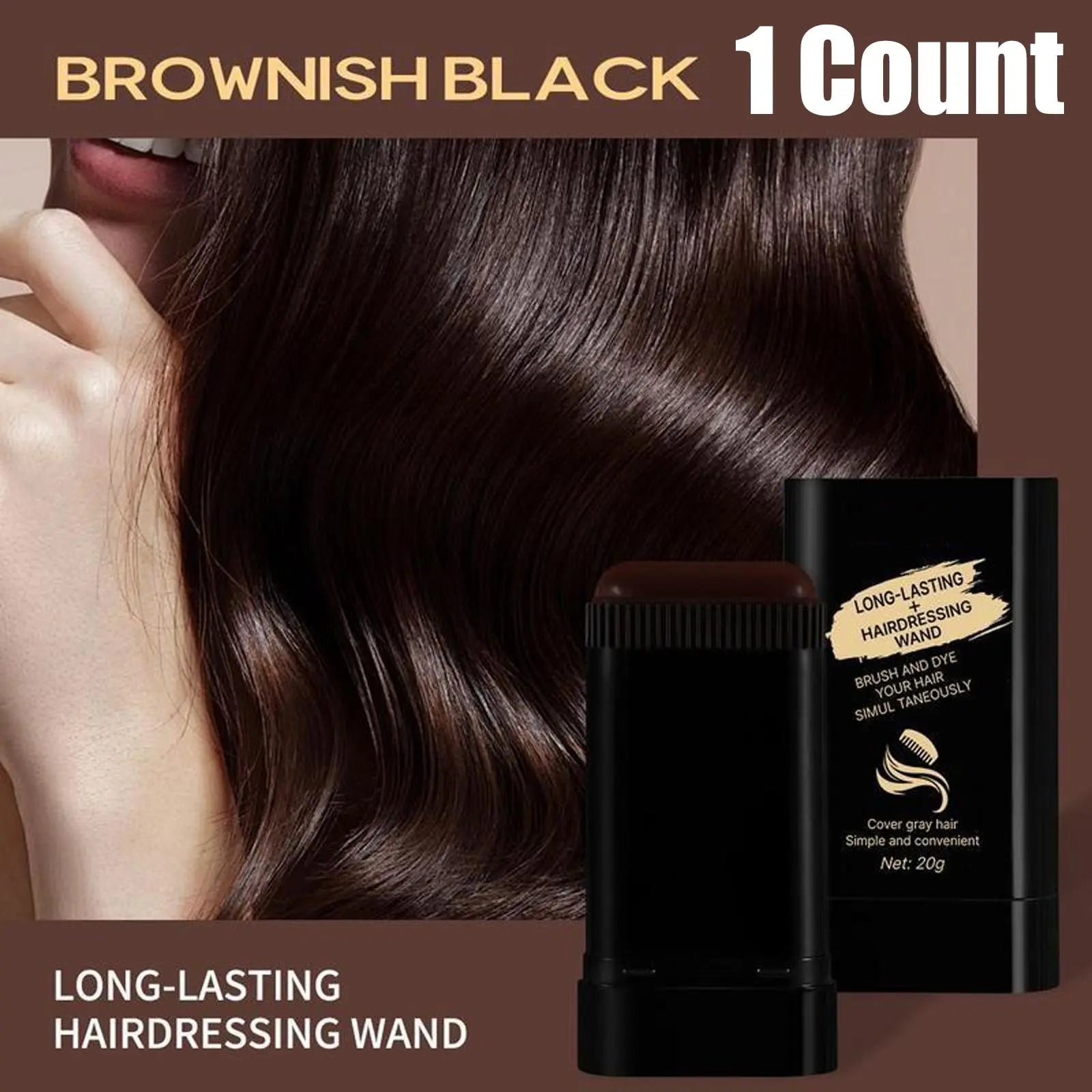 New Upgraded Hair Dye Comb, HAIRDRESSING WAND(2 Hair Color Options) Disposable Hair Dye Penwaterproof Sweatproof, Natural Coloring without Damaging Hair or Scalp, Easy to Color Portable Fastreplenishment Color Does Not Fall Out Stick Lid Storage