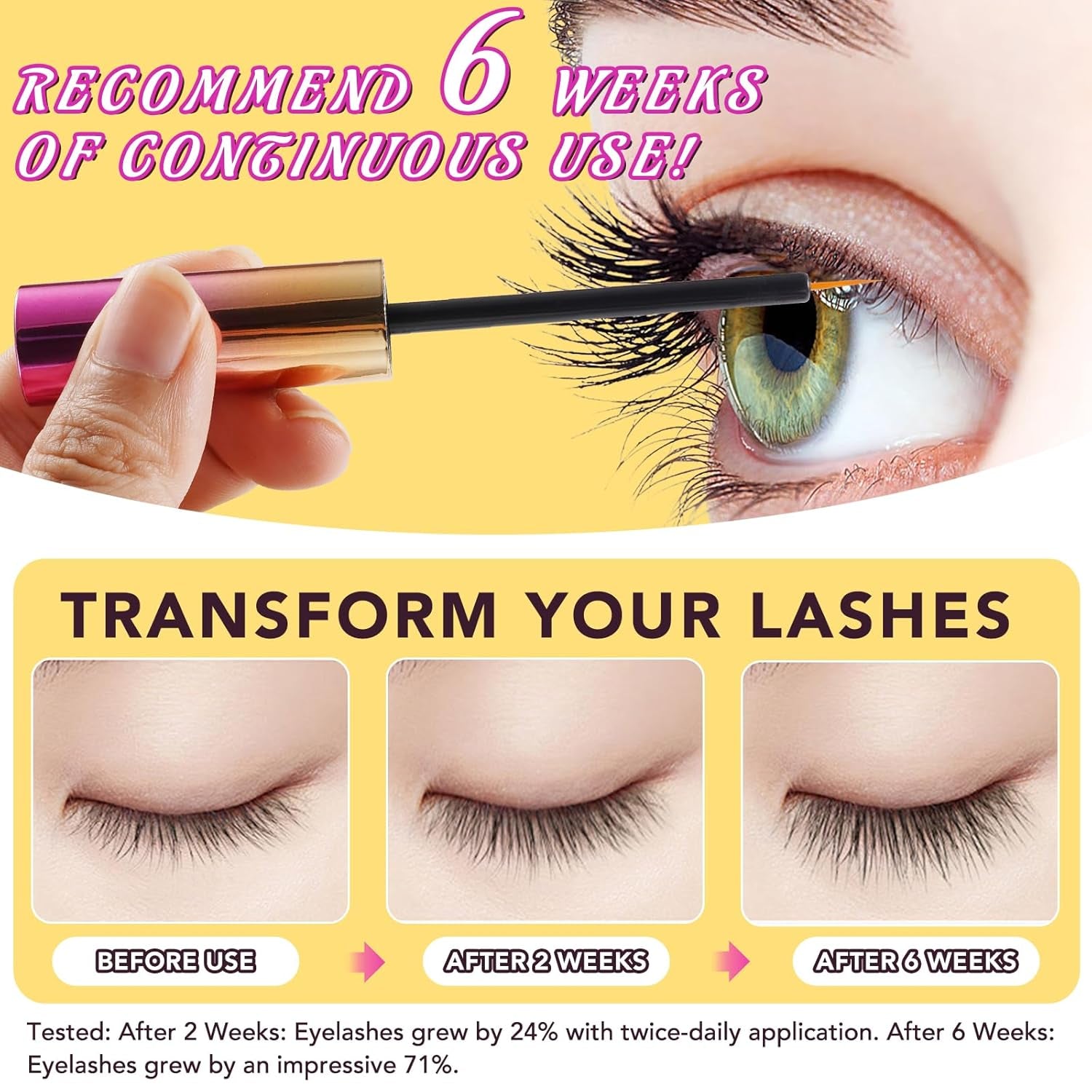 Eyelash Serum for Eyelash Growth, Lash Serum for Eyelash Growth Thickness, Stronger, Healthier Lashes & Brows, Easy to Use & Absorb, Safe for Sensitive Eyes, 0.18 Fl. Oz.