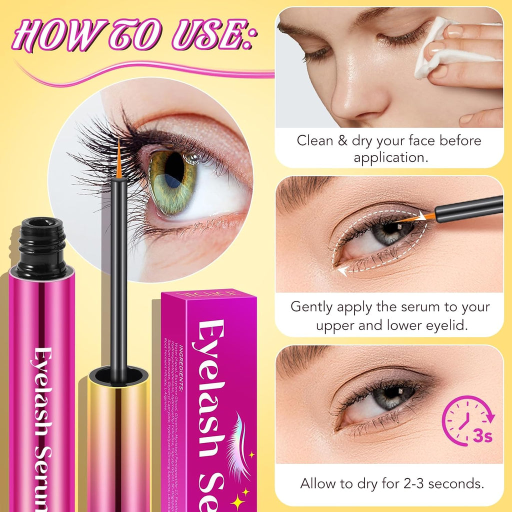 Eyelash Serum for Eyelash Growth, Lash Serum for Eyelash Growth Thickness, Stronger, Healthier Lashes & Brows, Easy to Use & Absorb, Safe for Sensitive Eyes, 0.18 Fl. Oz.