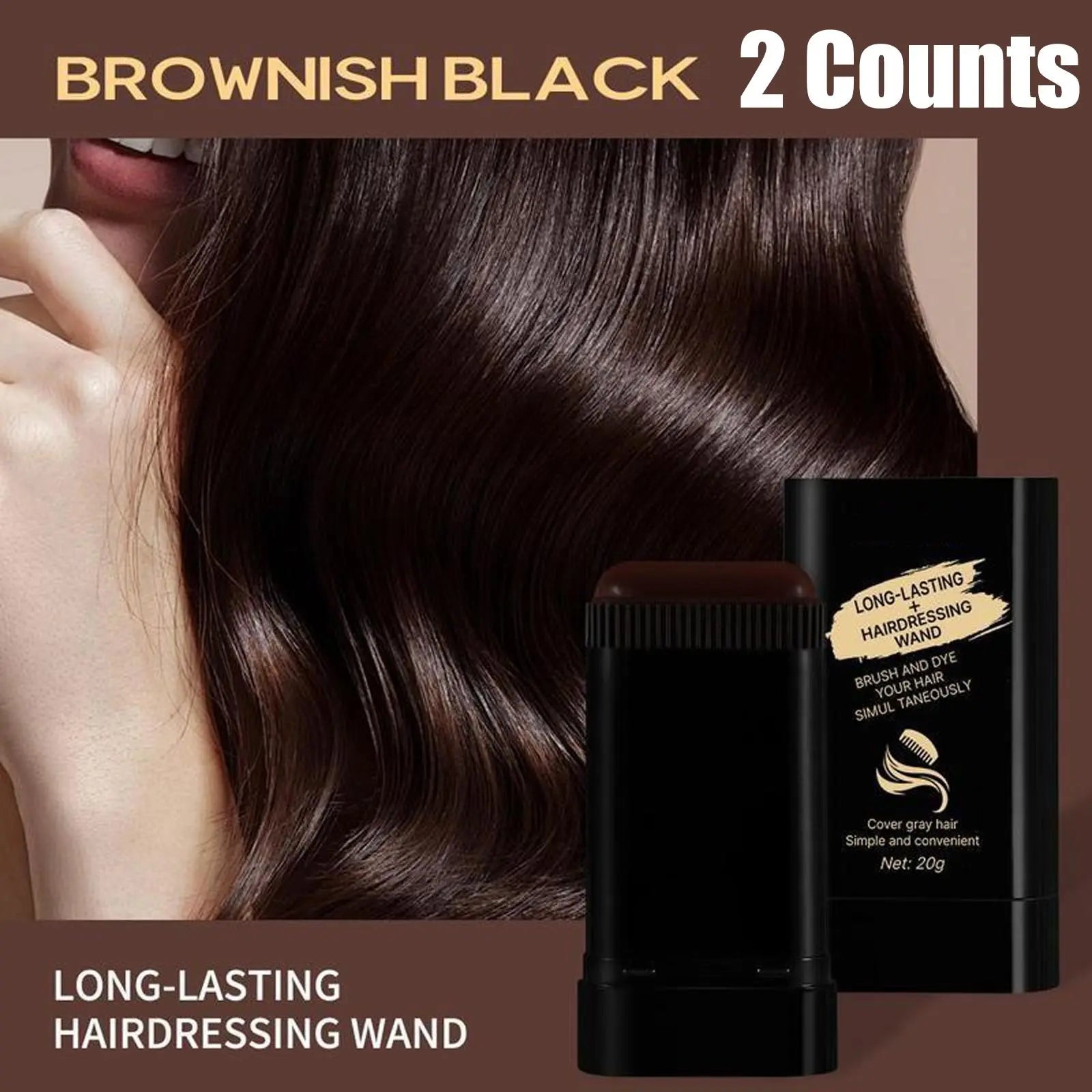 New Upgraded Hair Dye Comb, HAIRDRESSING WAND(2 Hair Color Options) Disposable Hair Dye Penwaterproof Sweatproof, Natural Coloring without Damaging Hair or Scalp, Easy to Color Portable Fastreplenishment Color Does Not Fall Out Stick Lid Storage